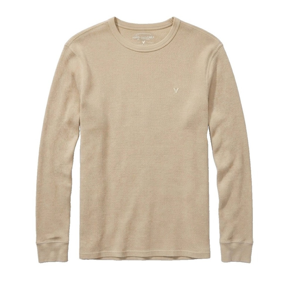 American Eagle Sweater Mens Medium Tan Cable Knit Long Sleeve Crew Neck